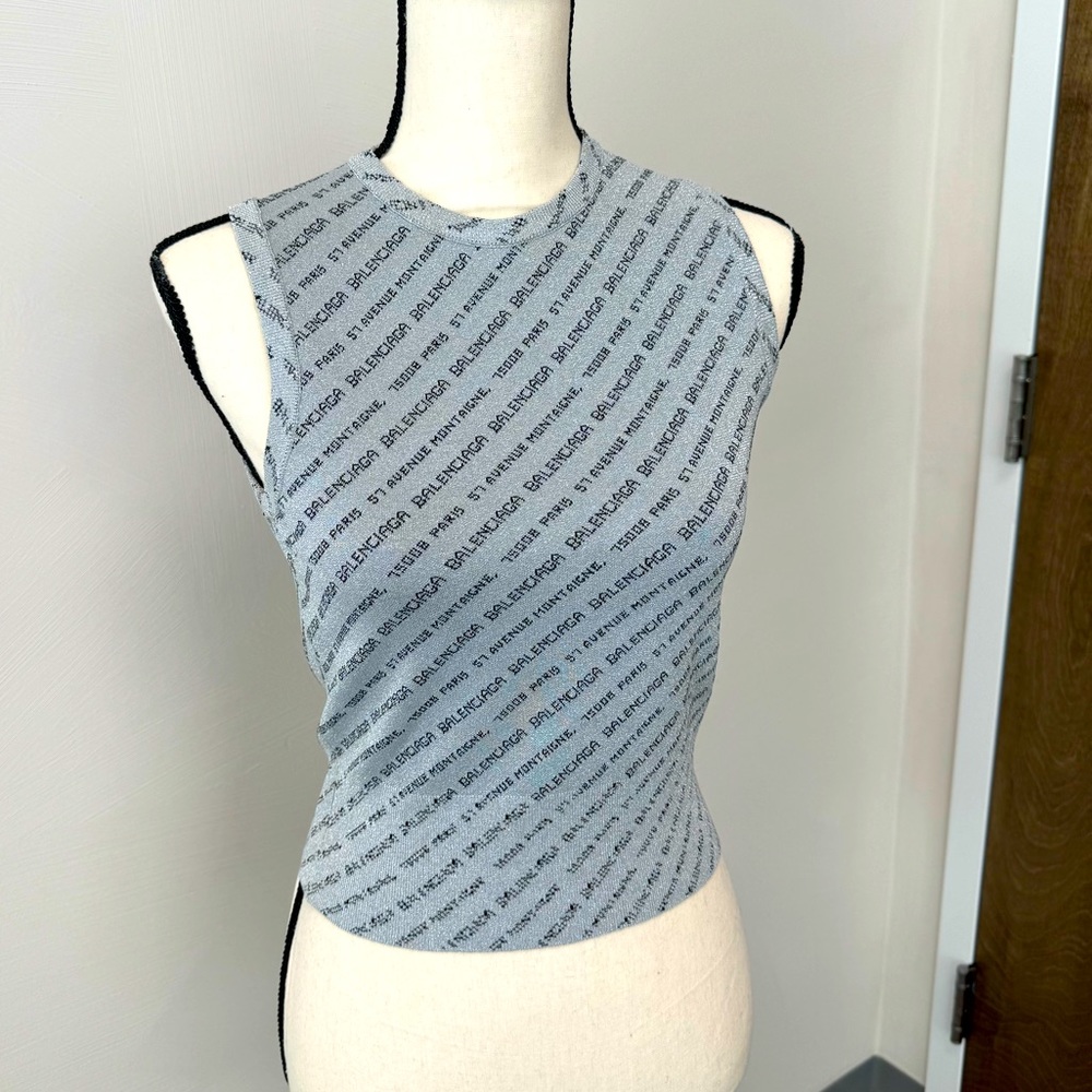 Balenciaga Lurex Monogram Jacquard Crop Top